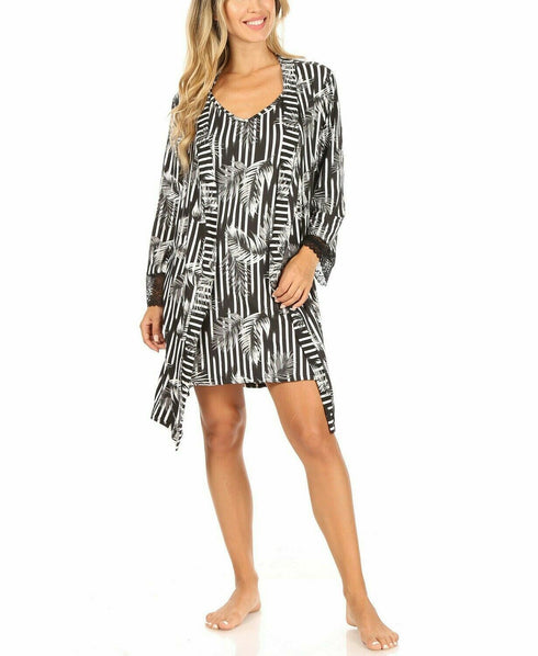 Tahari Women's Racer Back Chemise Travel Set Black Size Medium